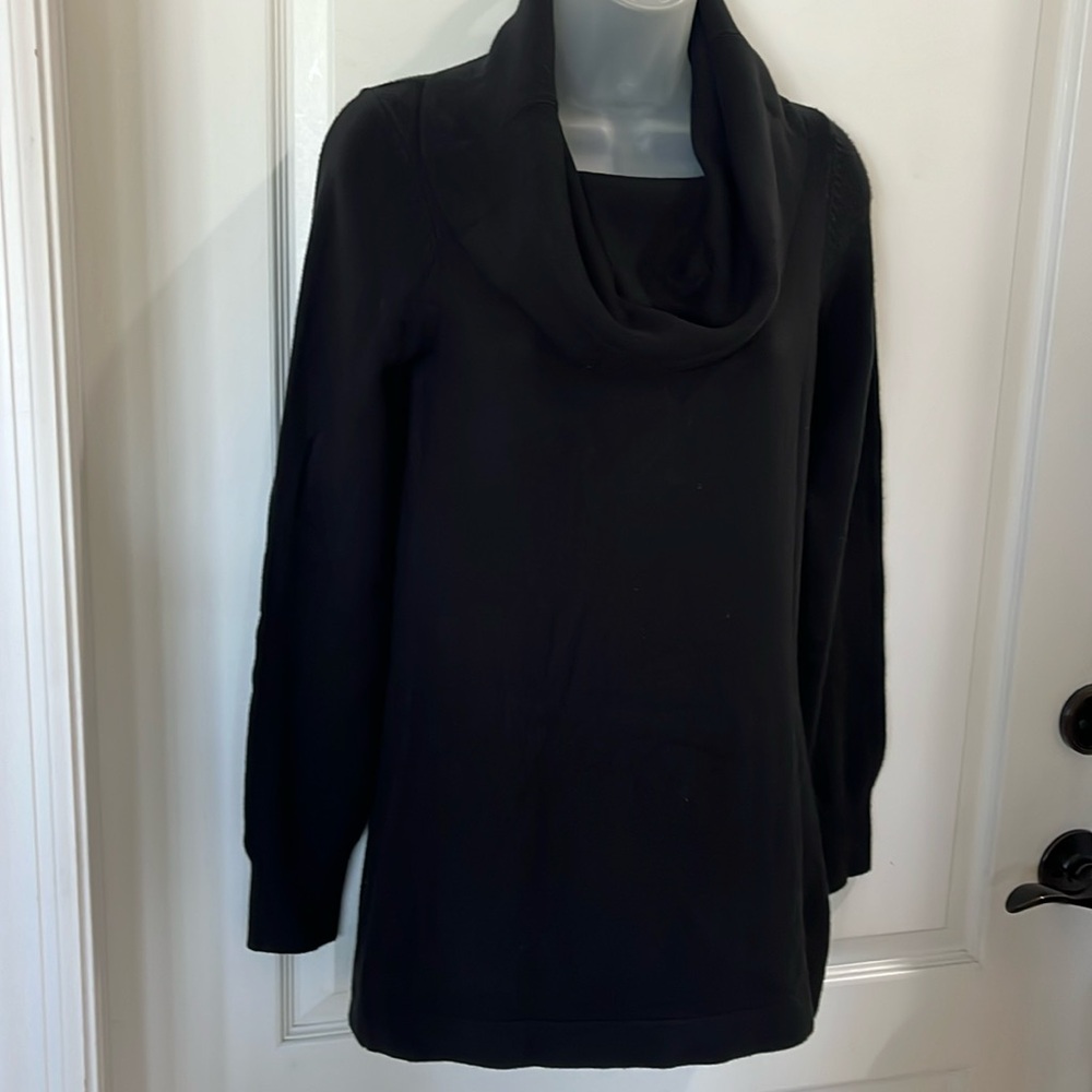 EUC French Connection black cowl neck long sleeve long sweater. Size Small